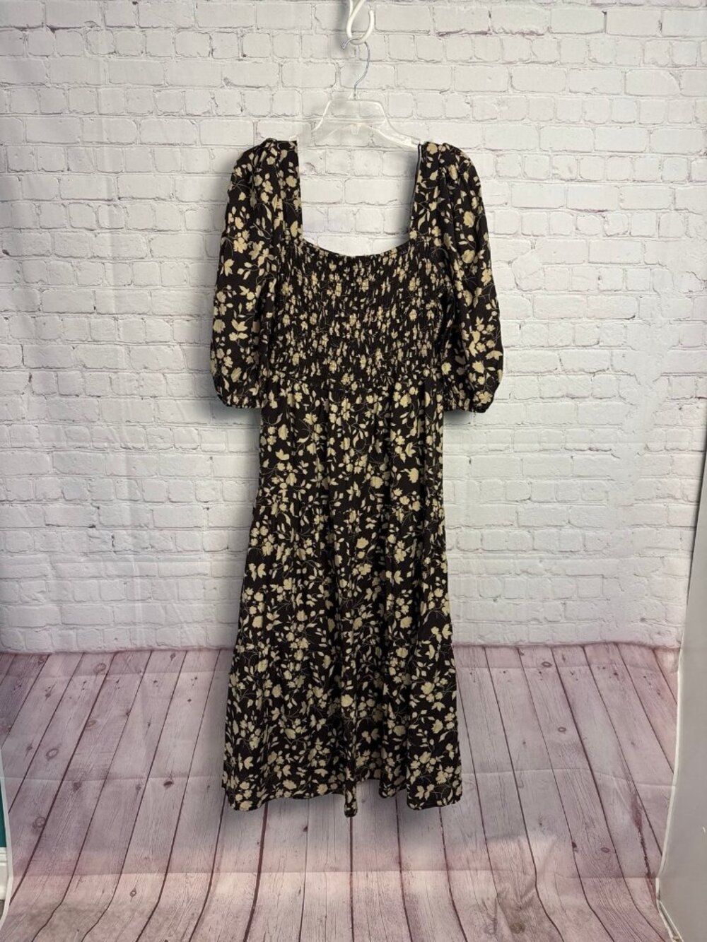 Mine boutique brand cottagecore floral printed rayon maxi dress large grannycore